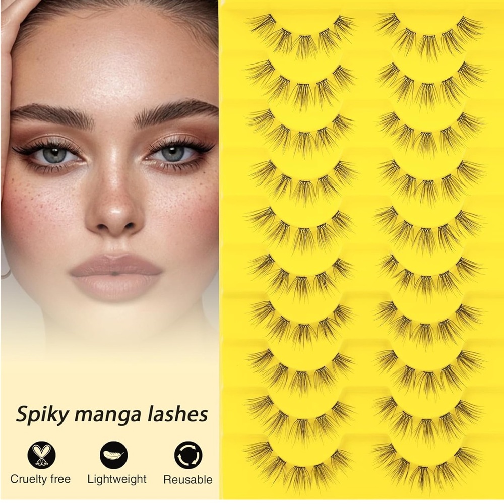 Wispy False Eyelashes 14mm Handmade Eyelashes Natural Look Fluffy Cat Eye Wispy - Picture 3 of 4